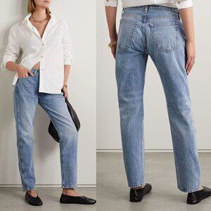 Khaite‎ Kyle Low Rise Classic Blue Denim Straight Leg Slouch Rigid Jeans Size 29